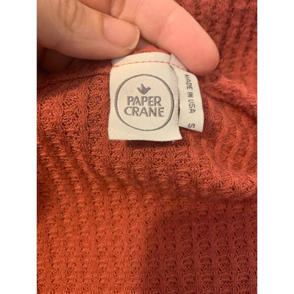 Paper Crane rusty orange long sleeves pumpkin front knot top size small - Picture 3 of 11